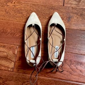 Steve Madden 'Emilie’ Pointed Toe Leather/Suede Tie Up Flats